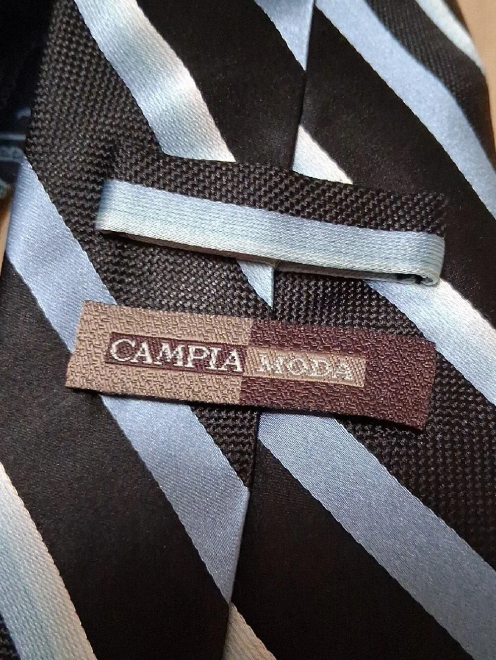 Black Tie with Blue Diagonal Stripes — Men's Neckwear